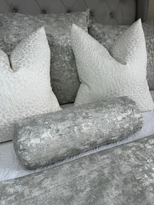 Luxury Silver Bolster Cushion 16" x 6" - Designer Luxury Pillow for Bed VENUS - Picture 1 of 9