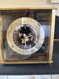 Reloj de escritorio/abrigo de colección Seiko de latón hora militar mundial con ✈ segunda mano - - Imagen 1 de 9