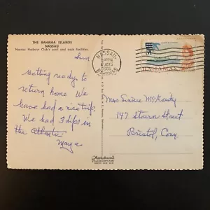 Bahamas 1966 QEII Scott 234 Nassau Harbor Club's postal piscina a Bristol CT - Imagen 1 de 2