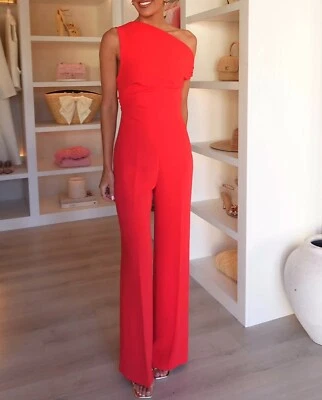 MANGA: Macacão drapeado assimétrico longo vermelho: 87086351: TODOS OS TAMANHOS - Imagem 1 de 4