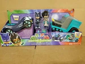 PJ Masks Nighttime Adventures Cat-Car & Romeo's Lab Figure and Vehicle Set New - Picture 1 of 1