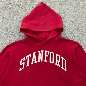 VINTAGE Stanford University Hoodie Sweatshirt Mens Medium Cardinal Red THRASHED - Picture 1 of 16