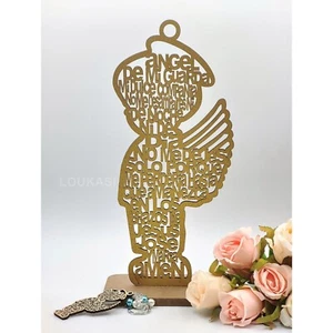 US 4/12pcs Wooden Religious Angel Boy Centerpiece w\ Stand Wedding Decorative - Picture 1 of 6