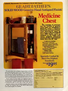 vtg 70s 80s GRANDFATHER'S MEDICINE CHEST MAGAZINE PRINT AD Wood Cabinet Picture - Picture 1 of 1