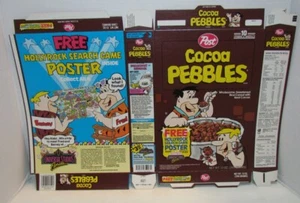 1992 Post Cocoa Pebbles Cereal Box , Hollyrock Search Game Poster, Mint Box Flat - Picture 1 of 3