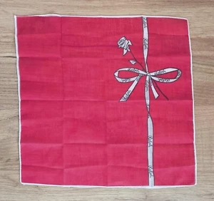 VINTAGE Pink lipstick handkerchief cotton hanky rose print - Picture 1 of 7