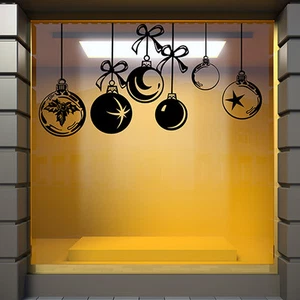 WEIHNACHTSFENSTERDEKORATION WEIHNACHTEN Wandaufkleber KUGELN ABNEHMBARE AUFKLEBER N88 - Bild 1 von 16