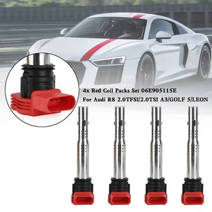 4x Red Coil Packs Set 06E905115E For Audi R8 2.0TFSI/2.0TSI A3/GOLF 5/LEON AU - Picture 1 of 16
