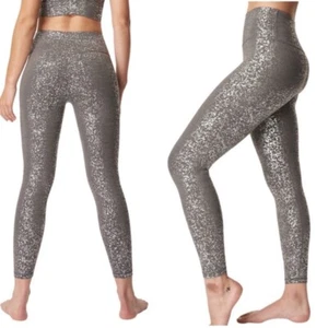 New Sweaty Betty Leggings XS Silver Goddess 7/8 Workout Grey Terrazzo Foil Print - Picture 1 of 12
