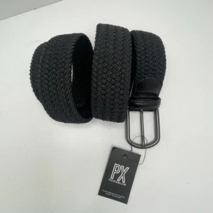 PX Clothing Herren Schwarz Web Canvas Gürtel Schwarze Schnalle Gr. 32 NEU Business Arbeit - Bild 1 von 7