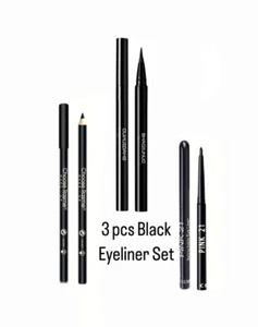 Black Eyeliner Set (3 Pcs)- Eyeliner Liquid Pen, Pencil & Retractible- Black - Picture 1 of 5