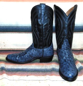 Stivali da cowboy uomo Rujo The Deacon grigi pieni di quill pelle di struzzo 8 D nuovi con scatola - Foto 1 di 6