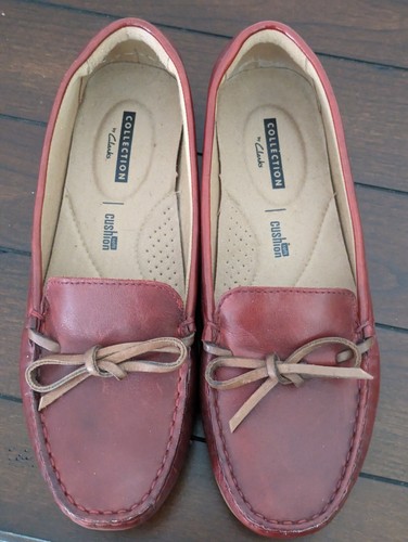 Mocassini donna Clarks Collection morbidi cuscini pelle rossa comodi slip on