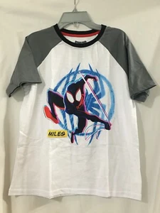 New Marvel Spider-Man Boy's Miles Morales Graphic T-Shirt Gray White Size 10/12 - Picture 1 of 5