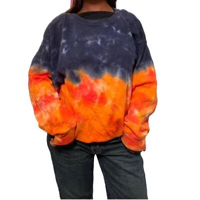 Calvin Klein Orange & Navy Tie Dye Crewneck, XL - Image 1 of 4