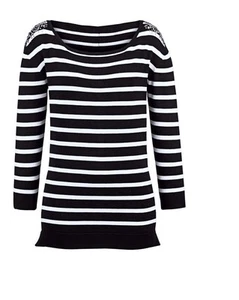 Amy Vermont STREIFEN PULLOVER MIT SCHMUCKSTEIN DEKORATION GR. 48 1115578524 - Photo 1/5