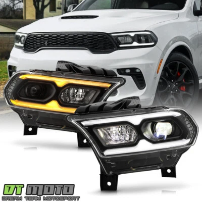 For 2021-2024 Dodge Durango Black non-AFS FULL LED Projector Headlights SET - Image 1 of 4