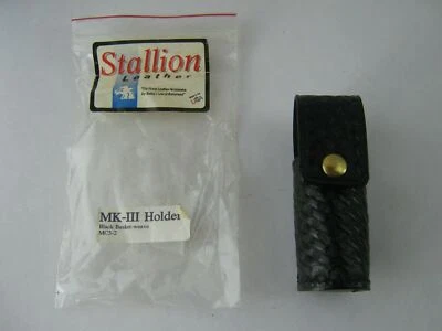 Stallion Leather Basket-Weave MK-III O.C. / Mace Spray Holder Brass Snap