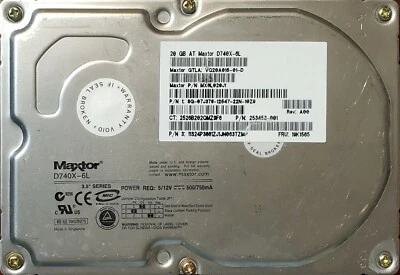 Maxtor 20GB MX6L020J1 3.5-in IDE Hard Drive/HDD, Rev A00, Refurbished - Image 1 of 2