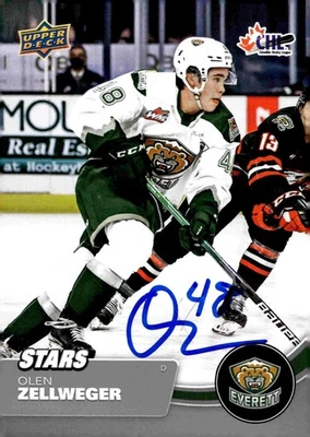 Olen Zellweger - Signed 2021-22 Upper Deck CHL Stars Card #327 - Image 1 of 2