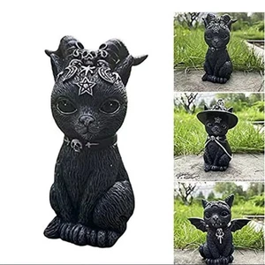 Black Mysterious Cute Gothic Cat Witches Ornament Decor - Picture 1 of 7