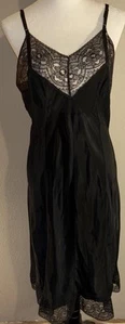 Vtg 50s 60s Black Nylon Pleat Full Dress Slip Lingerie - Picture 1 of 11