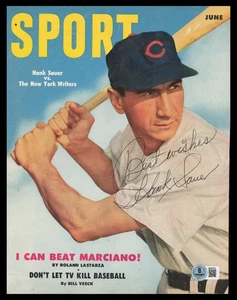 Hank Sauer Autographed Sport Magazine Cover Chicago Cubs Beckett BAS QR #BS36725 - Picture 1 of 3