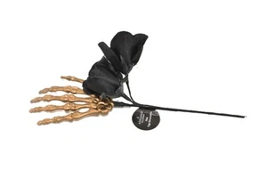 12" BLACK ROSE WITH GOLD COLOR SKELETON HAND PICK BY ASHLAND - Imagen 1 de 5