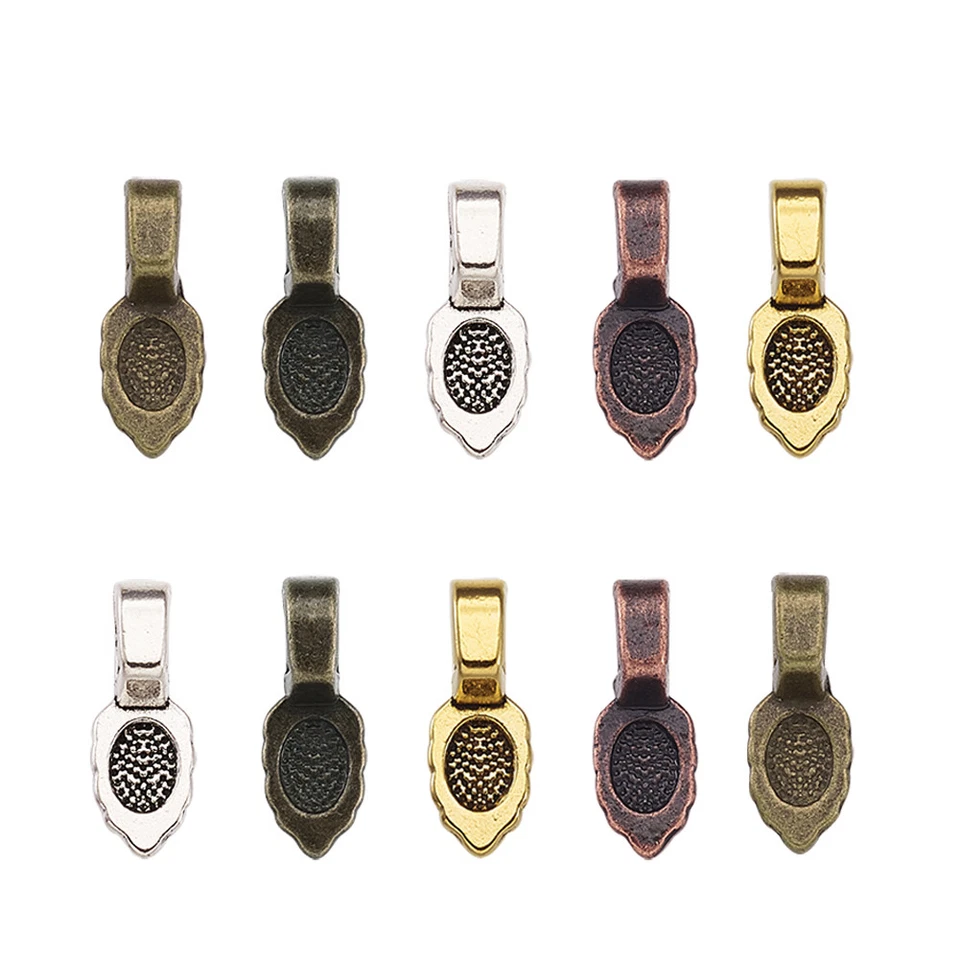 300 un./7 oz aleación tibetana pegamento fianzas hoja plana colgantes hallazgos 16x6 mm Foto 1 de 4