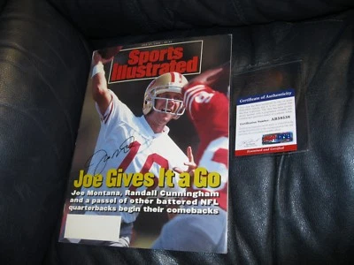 Revista deportiva autografiada por Joe Montana con certificación PSA Foto 1 de 4