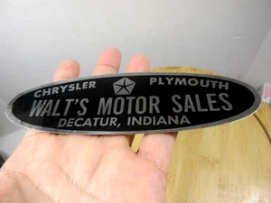 vintage Walt's Motor Sales Chrysler Plymouth auto car dealership decal sticker - Picture 1 of 3