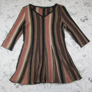Peruvian Connection Caravanserai Striped Knit fit flare mini Dress Pima Cotton M - Picture 1 of 5
