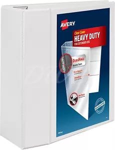 NEW Avery Heavy Duty View Binders 5" One Touch Rings White Durahinge 79106 - Picture 1 of 8