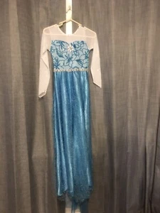 Frozen Inspired Blue Foral Elsa Dress Elsa Costume Size 10/22, Good Condition - Picture 1 of 7