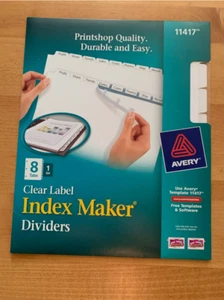 Clear Label Index Maker Dividers 8 Tabs | AVERY 11417(U1) - Picture 1 of 2