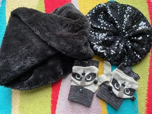 Sequin Hat, Fluffy Scarf & Kids Gloves Set - Picture 1 of 7