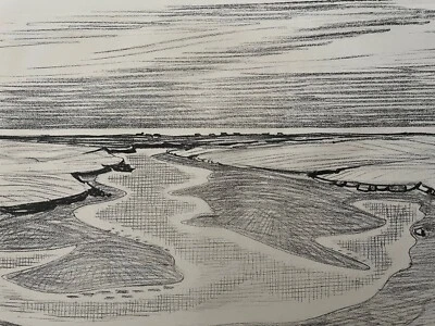 Fritz Kronenberg Signierte Orig. Lithographie - Priel im Vorland Wattenmeer 1943 - Bild 1 von 4