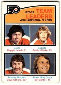 1976-77 O-Pee-Chee Reggie Leach, Bobby Clarke, Dave Schultz, Bill Barber #391