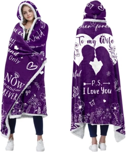 Regalos para Esposa, Regalos para Esposa Cumpleaños, Esposa Manta con Capucha Manta Usable Th - Imagen 1 de 6
