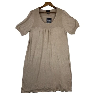 Vestido Suéter George Basic Para Mujer XL Marrón Tejido Tostado Plisado Manga Corta Foto 1 de 4