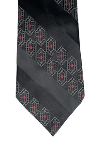 Vintage Tootal tie black with red and white pattern and stripes 1960s hippie era - Picture 1 of 3