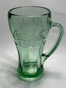 Taza de vidrio verde pesado vintage Libbey COCA COLA con mango en D - Imagen 1 de 9