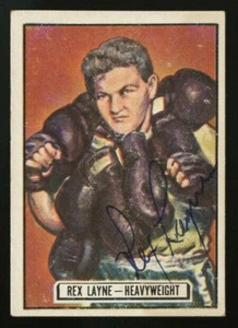 Tarjeta MMA de boxeo firmada autografiada 1951 Topps Ringside 58 Rex Layne HQ murió 2000 - Imagen 1 de 2