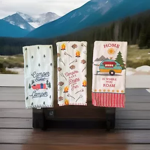 Camping Dish Towels with RV Camper Kitchen Towel White for Hiker Travel Set 3 - Picture 1 of 10