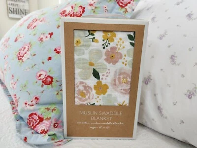 NUEVA MANTA BEBÉ MUD PIE SHABBY CHIC FLORAL MUSELINA Foto 1 de 3