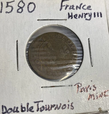 1580 A FRANCE DOUBLE TOURNOIS HENRY III COPPER COIN PARIS MINT Uncleaned! - Image 1 of 4