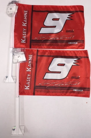 Kasey Kahne #9 NASCAR 2 Sided Car Flag SET OF 2 (includes wall brackets) Cover