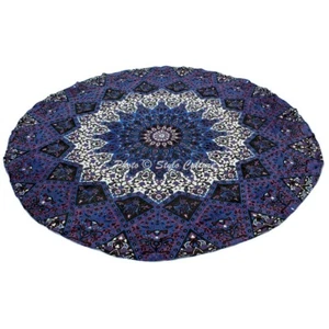 Bohemian Mandala Round Beach Tapestry Hippie Wall Hanging Throw Yoga Mat Towel - Picture 1 of 3