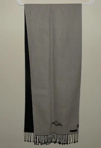 English Laundry 100% Silk Scarf Black Gray Fringe 64 Inches Long - Picture 1 of 4
