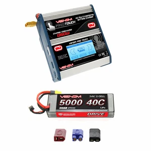Venom 40C 2S 5000mAh 7.4V Sport Power LiPo Battery with Pro Touch Charger Combo - Picture 1 of 7